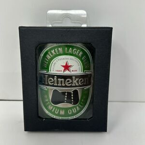 Heineken Beer Bottle Opener Lager Logo Large Aluminium Green Chain Promo Can
